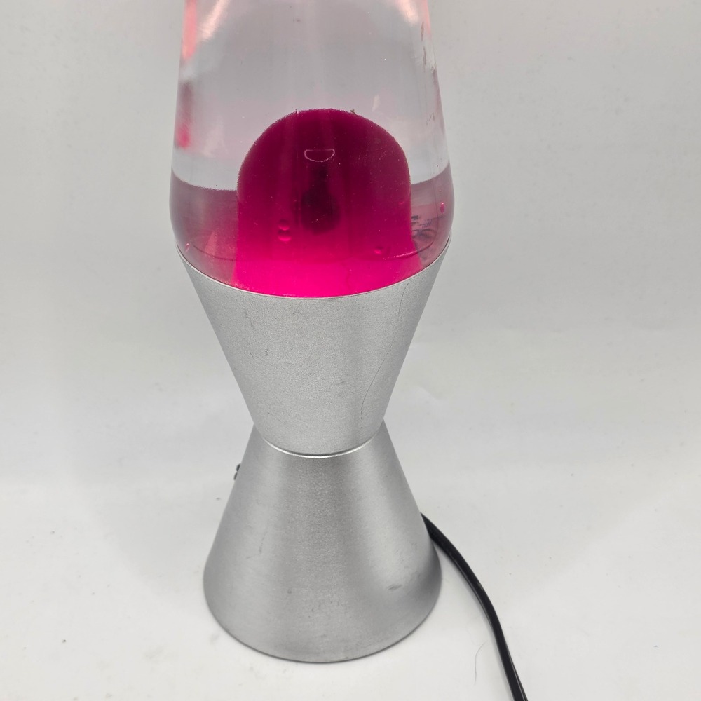 Lava Lite Motion Lamp Ruby Red Wax Silver Base Retro Mid Century Modern Decor - Picture 3 of 14